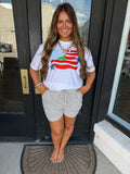 Striped side slit shorts