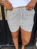 Striped side slit shorts