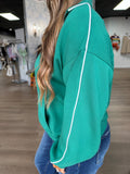 Luxe scuba striped pullover - kelly green