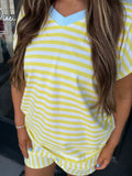 Yellow and blue shorts set