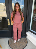 Solid knit comfy top and pants set