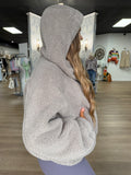 Sherpa quarter zip hoodie - stone taupe