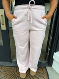 French terry straight cargo sweatpant - baby pink