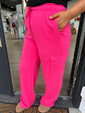 French terry straight cargo sweatpant - flamingo pink