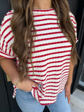Red and white striped flowy top