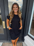 Black ribbed t shirt dress
