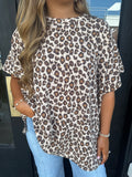 Taupe animal print oversized ribbed tee