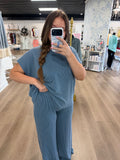 Dusty blue ribbed set