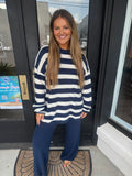 Deep ocean striped knit set