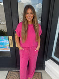 Fuchsia mineral wash ribbed set