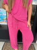 Fuchsia mineral wash ribbed set