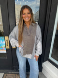 Grey mineral wash color block oversized top