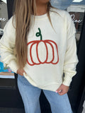 Pumpkin embroidery sweater