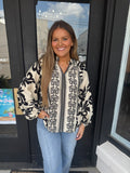 Off white printed long sleeve blouse