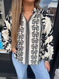 Off white printed long sleeve blouse