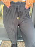 Black pleaded wide leg pants