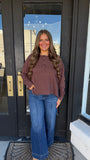 Dark brown button front top