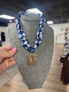 Blue and White Gameday Scarf Necklace