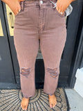 Mahogany ripped straight leg jeans