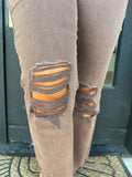 Mahogany ripped straight leg jeans
