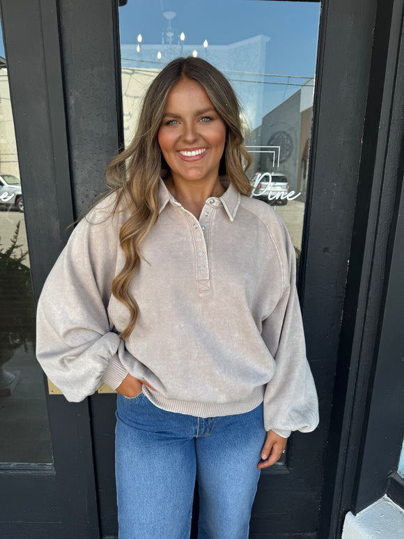 Ash mocha mineral wash pullover