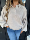 Ash mocha mineral wash pullover