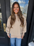 Taupe & cream mockneck