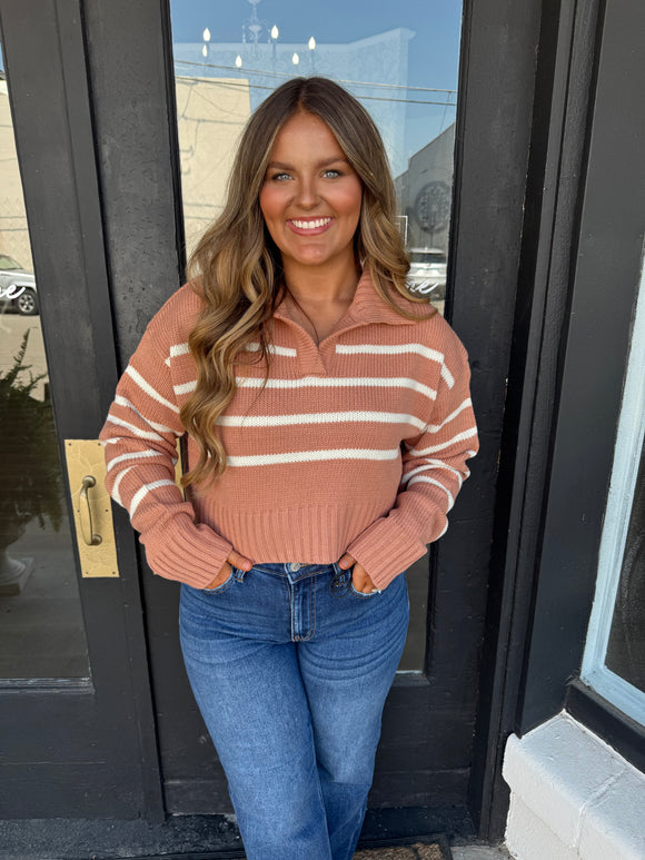 Blush & white stripe sweater