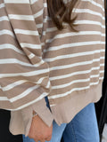 Taupe & cream mockneck