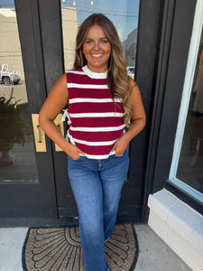 Cabernet striped top