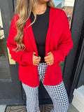 Red cardigan