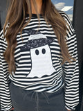 Ghost appliqué striped top