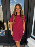 Cranberry ribbed round neck dress