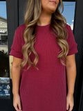 Cranberry ribbed round neck dress