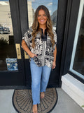 Marbled bandanna print top