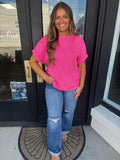 Hot pink ribbed t-shirt