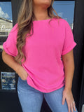 Hot pink ribbed t-shirt
