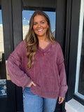 Burgundy washed v-neck sweater
