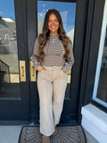 Brown and cream striped long sleeve