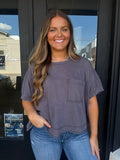 Black mineral washed cropped top
