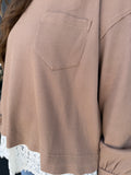 Brown top with lace trim