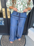 Dark washed wide leg pants