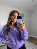 Lavender fleece hooded pullover