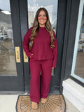 Burgundy waffle set
