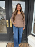 Fleece ribbed top-mocha