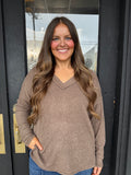 Fleece ribbed top-mocha