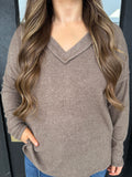 Fleece ribbed top-mocha