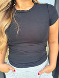 Black ribbed tee