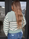Sage green and cream knit sweater