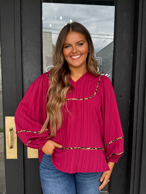 Burgundy flowy long sleeve top